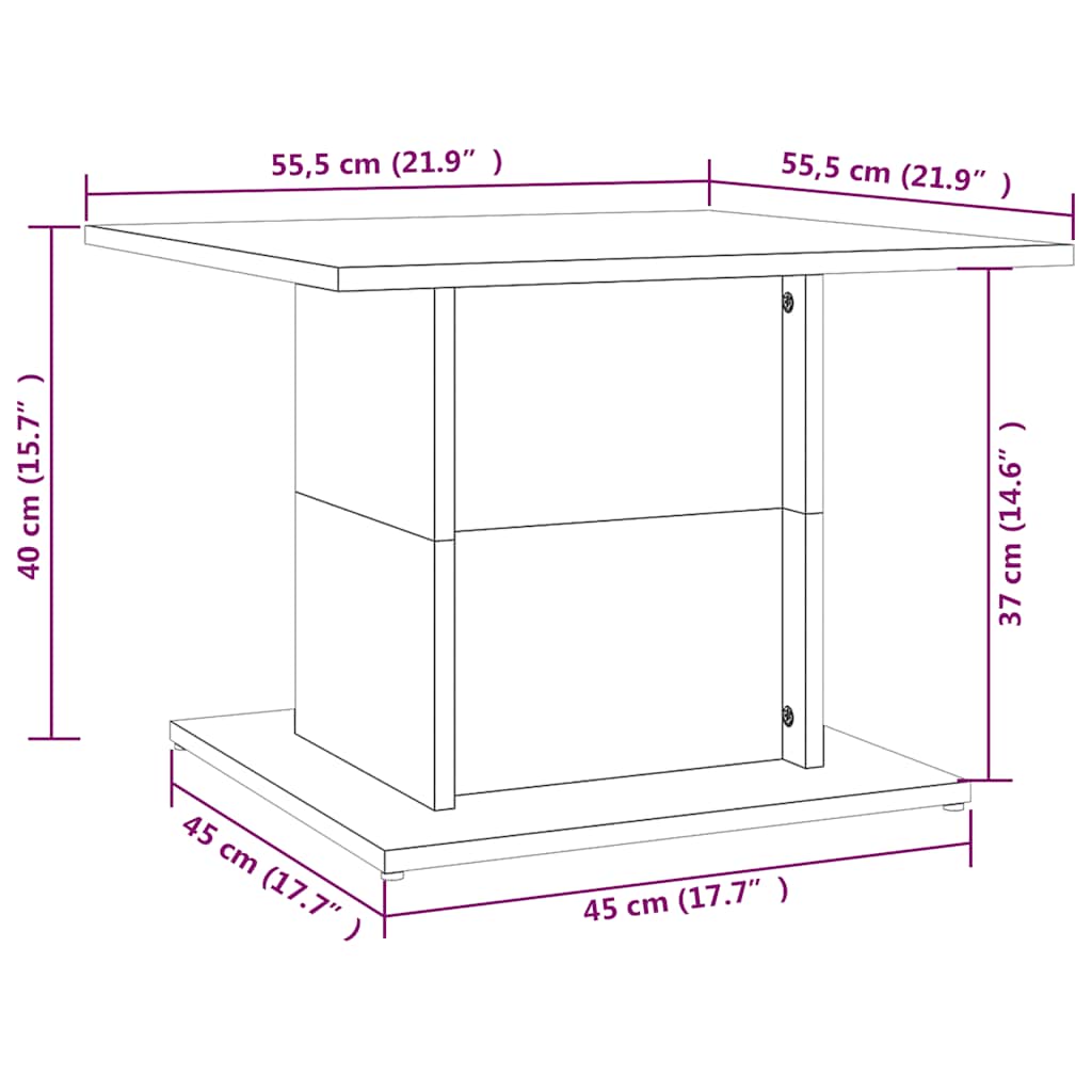 Tavolino da Salotto Nero 55,5x55,5x40 cm in Truciolato