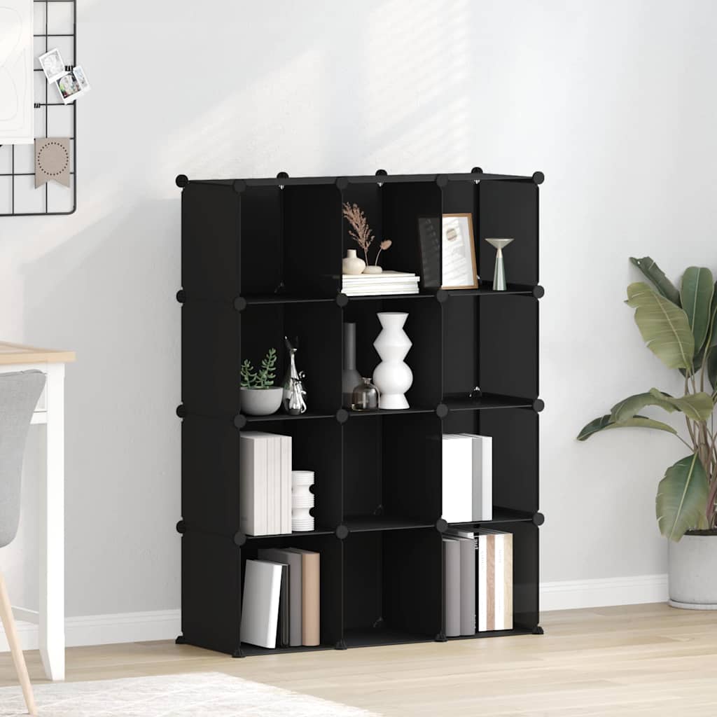 Organizzatore Portaoggetti con 12 Cubi Nero in PP