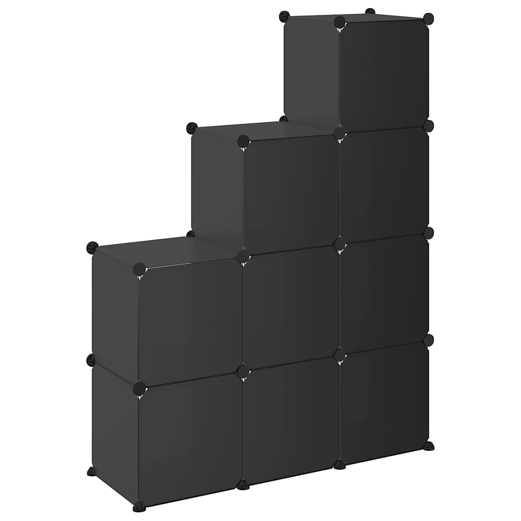 Organizzatore Portaoggetti con 9 Cubi Nero in PP