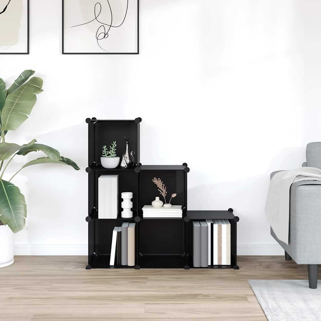 Organizzatore Portaoggetti con 6 Cubi Nero in PP
