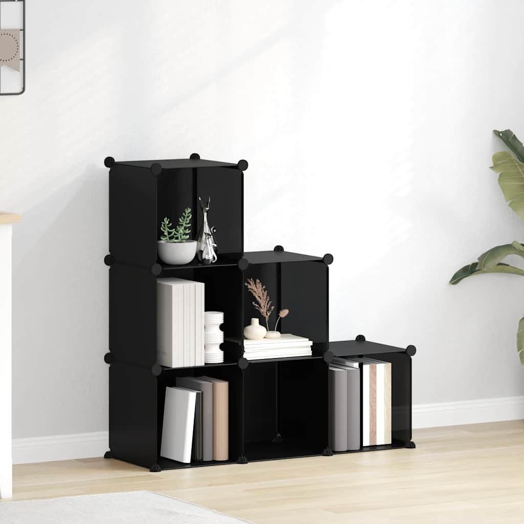 Organizzatore Portaoggetti con 6 Cubi Nero in PP