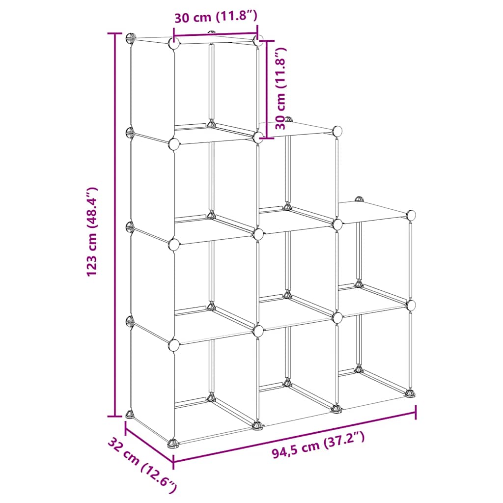 Organizzatore Portaoggetti con 9 Cubi Trasparenti in PP
