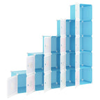 Scaffale Portaoggetti per Bambini con 15 Cubi Blu in PP