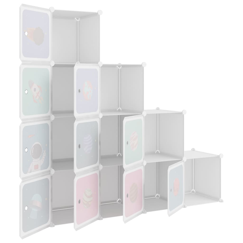 Armadio a Cubi per Bambini con 10 Cubi Bianco PP
