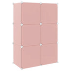 Scaffale Portaoggetti per Bambini con 6 Cubi Rosa in PP