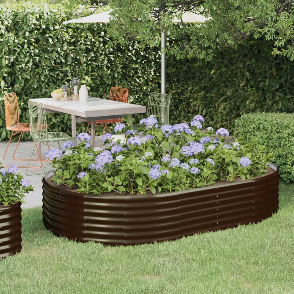 Letto Giardino Acciaio Zincato 214x140x36 cm Marrone