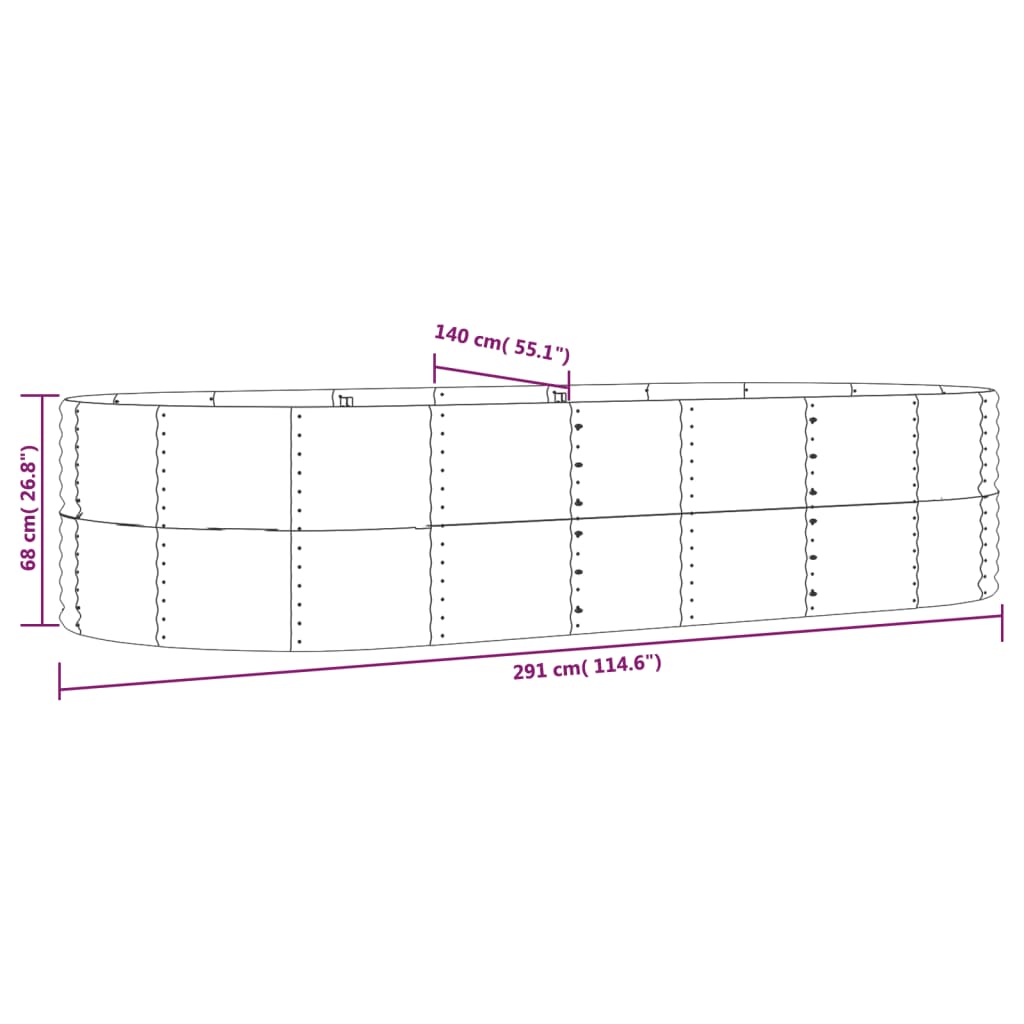 Letto Giardino Acciaio Zincato 291x140x68 cm Marrone