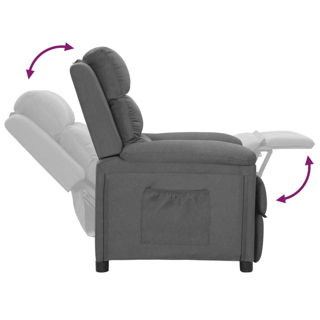 Poltrona Reclinabile in Tessuto Grigio Chiaro