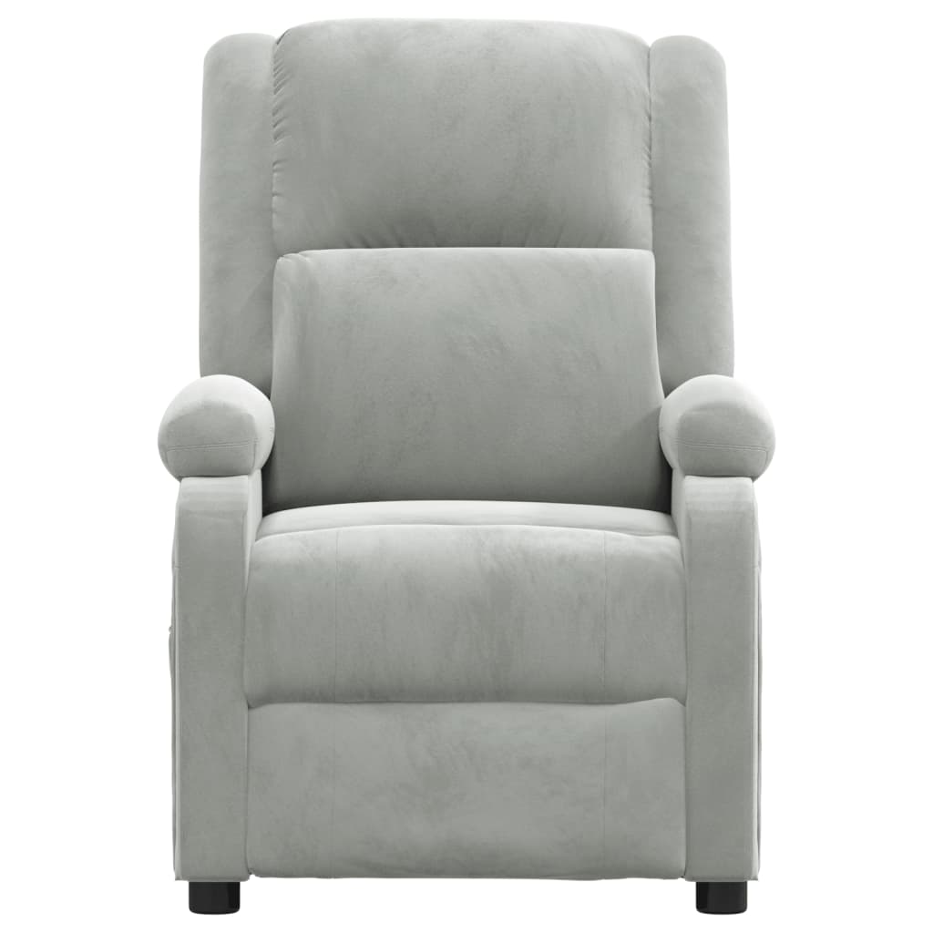 Poltrona Reclinabile Grigio Chiaro in Velluto