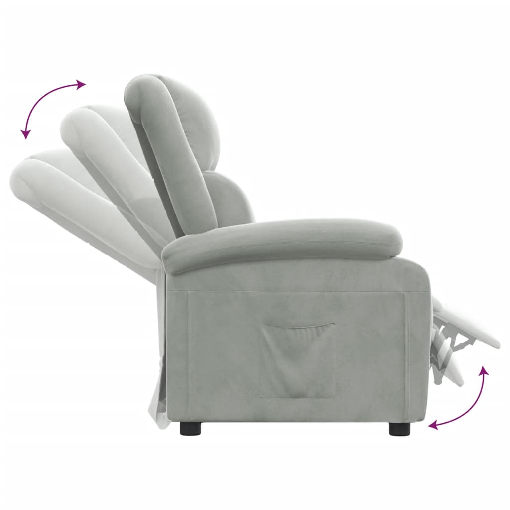Poltrona Reclinabile Grigio Chiaro in Velluto