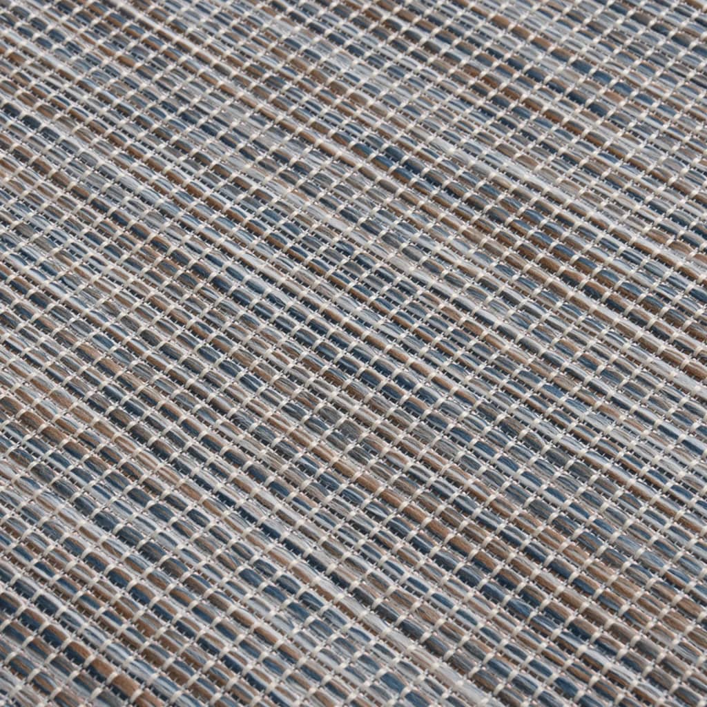 Tappeto da Esterni a Tessitura Piatta 80x250 cm Marrone e Blu