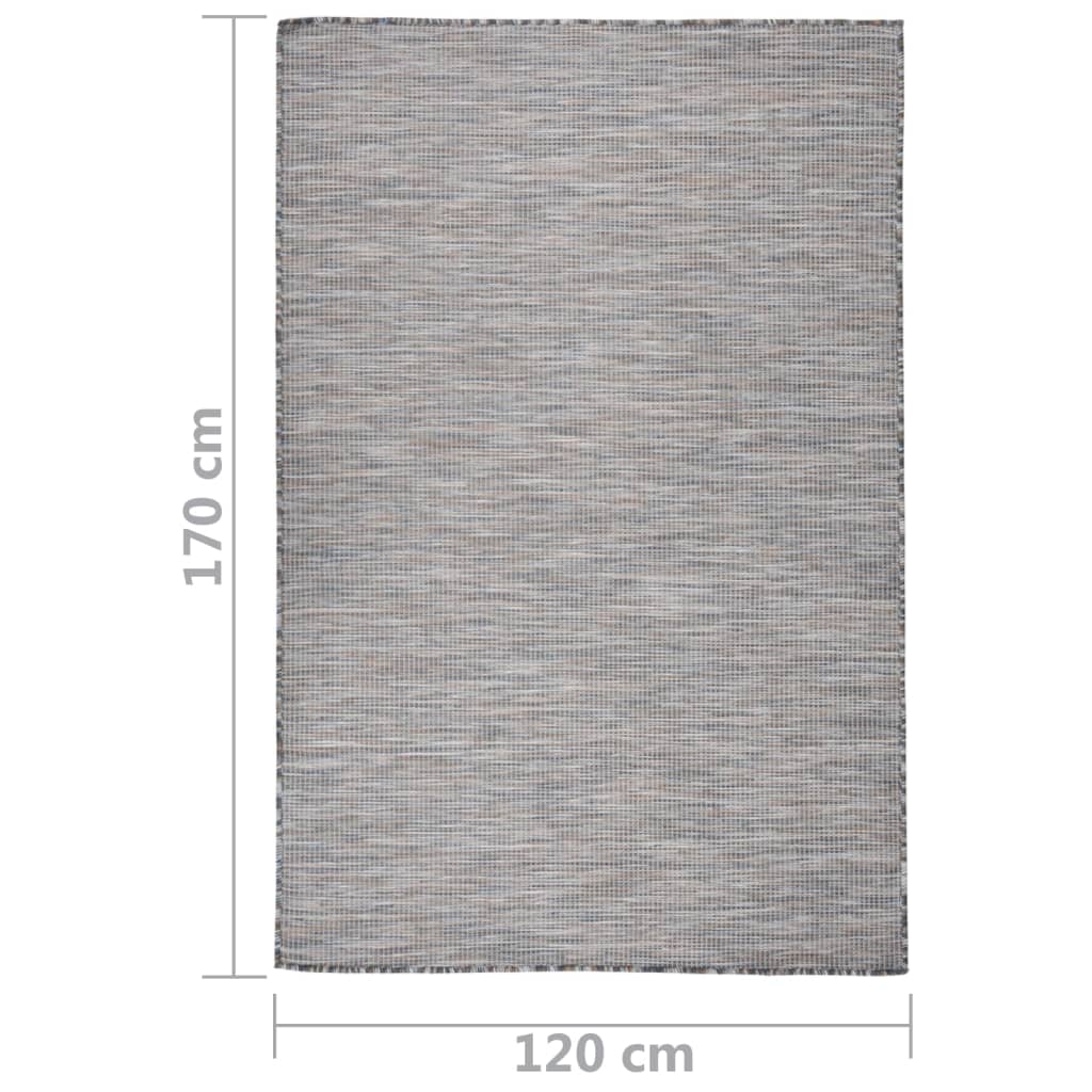Tappeto da Esterni a Tessitura Piatta 120x170 cm Marrone e blu