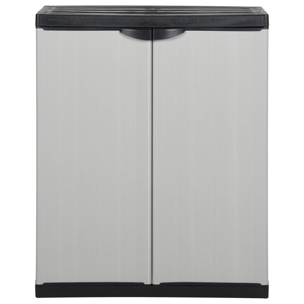 Armadietto da Giardino con 1 Ripiano Grigio e Nero 68x40x85 cm