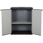 Armadietto da Giardino con 1 Ripiano Grigio e Nero 68x40x85 cm