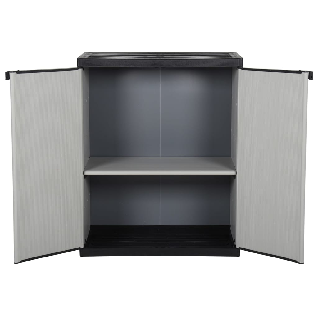 Armadietto da Giardino con 1 Ripiano Grigio e Nero 68x40x85 cm