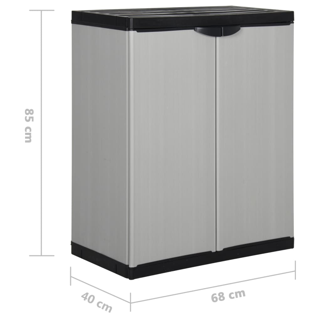 Armadietto da Giardino con 1 Ripiano Grigio e Nero 68x40x85 cm