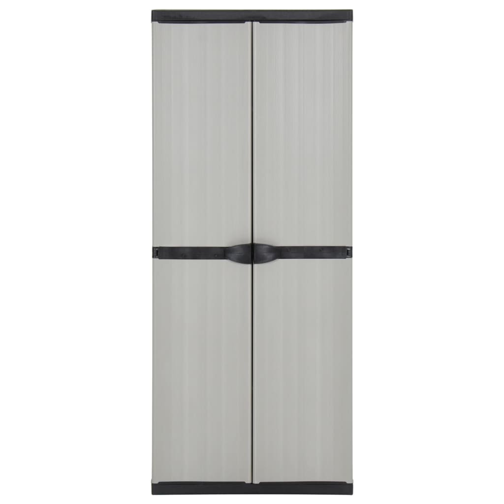 Armadietto da Giardino con 3 Ripiani Grigio e Nero 68x40x168 cm