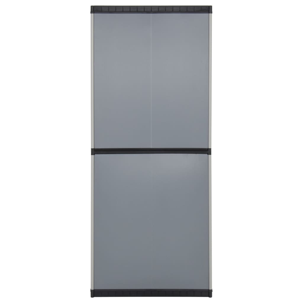 Armadietto da Giardino con 3 Ripiani Grigio e Nero 68x40x168 cm