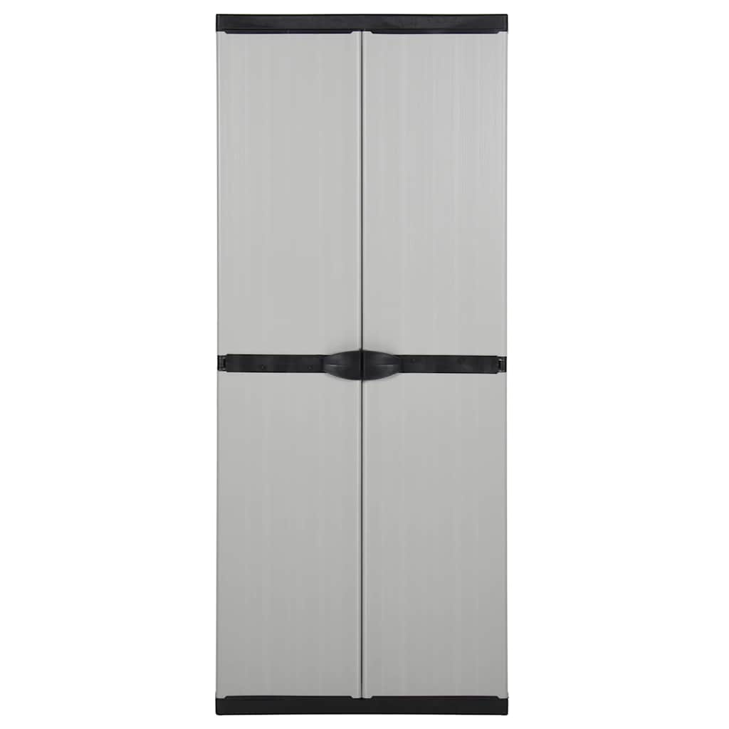 Armadietto da Giardino con 3 Ripiani Grigio e Nero 68x40x168 cm
