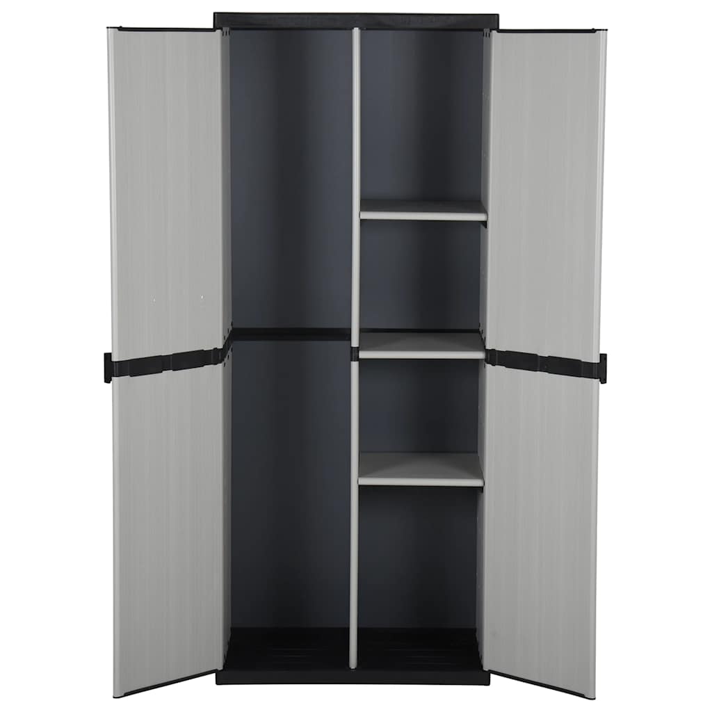 Armadietto da Giardino con 3 Ripiani Grigio e Nero 68x40x168 cm