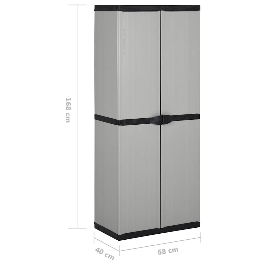 Armadietto da Giardino con 3 Ripiani Grigio e Nero 68x40x168 cm