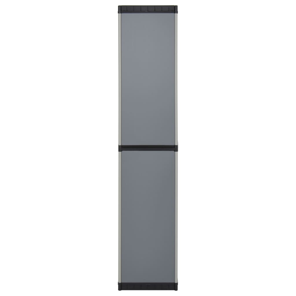 Armadietto da Giardino con 3 Ripiani Grigio e Nero 34x40x168 cm