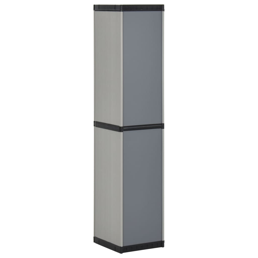 Armadietto da Giardino con 3 Ripiani Grigio e Nero 34x40x168 cm