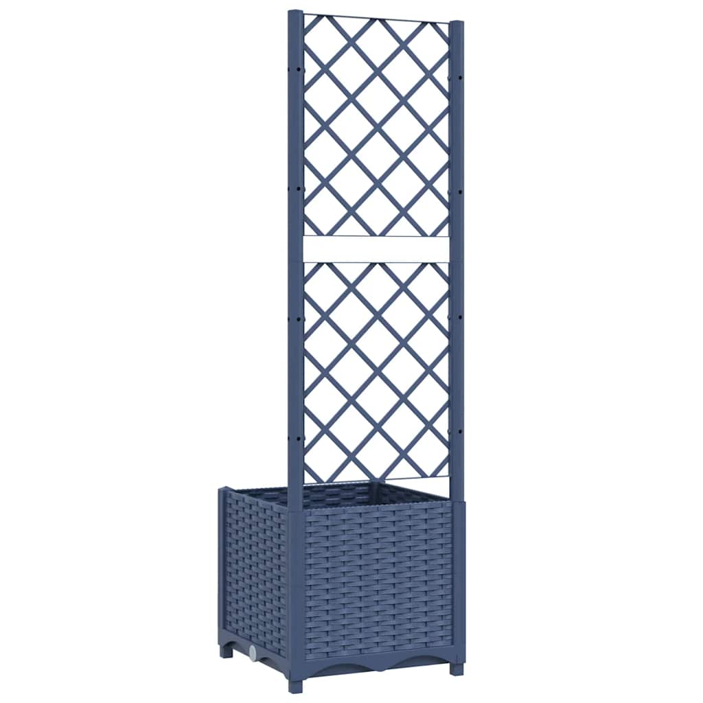 Fioriera da giardino con traliccio blu grigio 40x40x136 cm PP