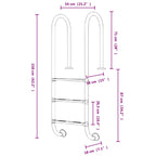 Scala per Piscina 54x38x158 cm Acciaio Inox 304