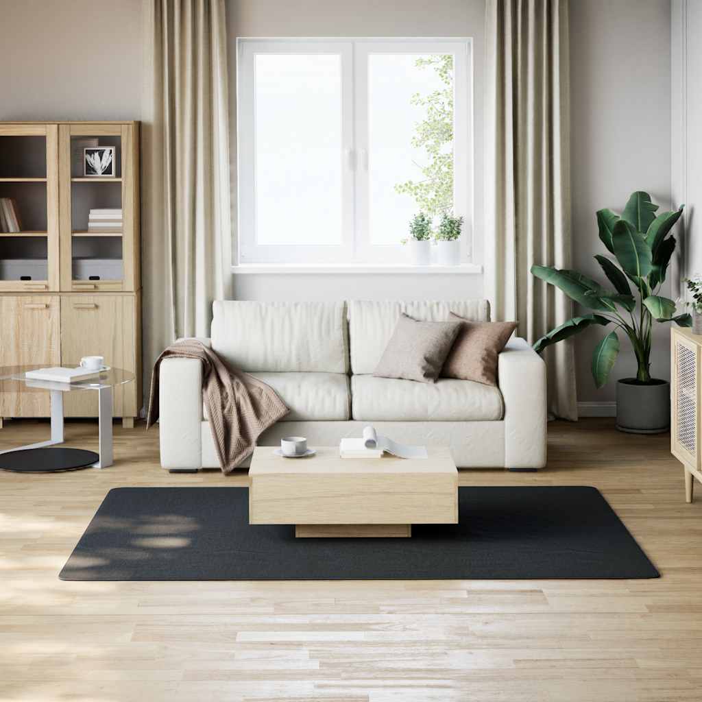 Tappeto Lavabile Soffice Pelo Corto 160x230 cm Antiscivolo Nero