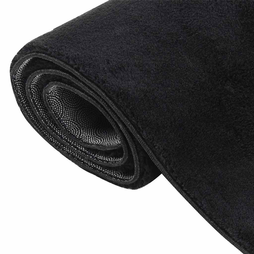 Tappeto Lavabile Soffice Pelo Corto 160x230 cm Antiscivolo Nero