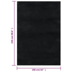 Tappeto Lavabile Soffice Pelo Corto 160x230 cm Antiscivolo Nero