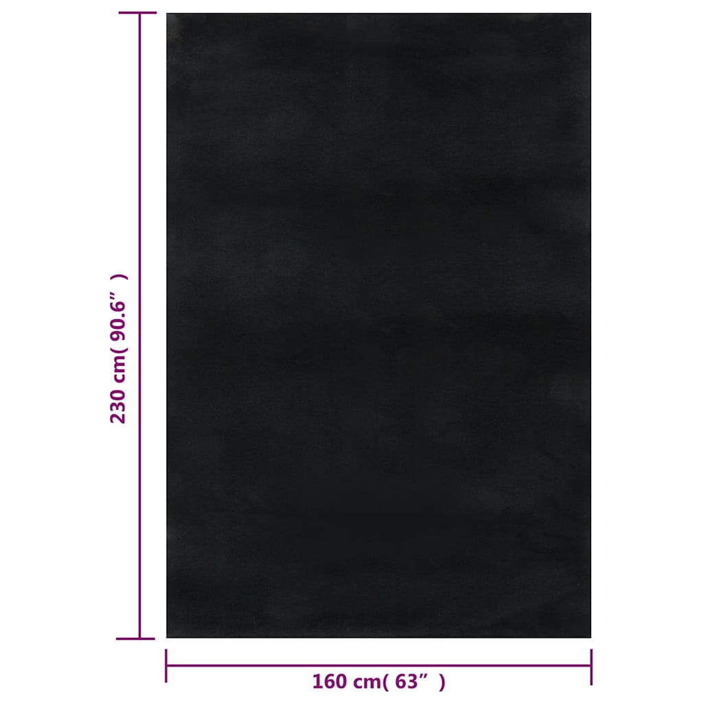 Tappeto Lavabile Soffice Pelo Corto 160x230 cm Antiscivolo Nero