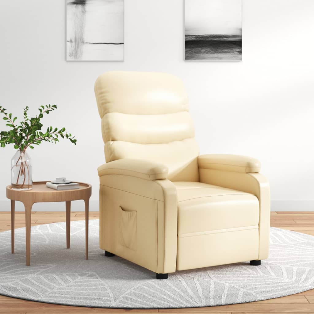 Poltrona Reclinabile Crema in Similpelle