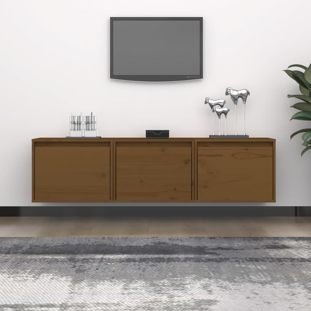 Mobili Porta TV 3 pz ambra in Legno Massello di Pino
