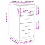 Cassettiera Rovere Fumo 40x50x76 cm in Legno Multistrato