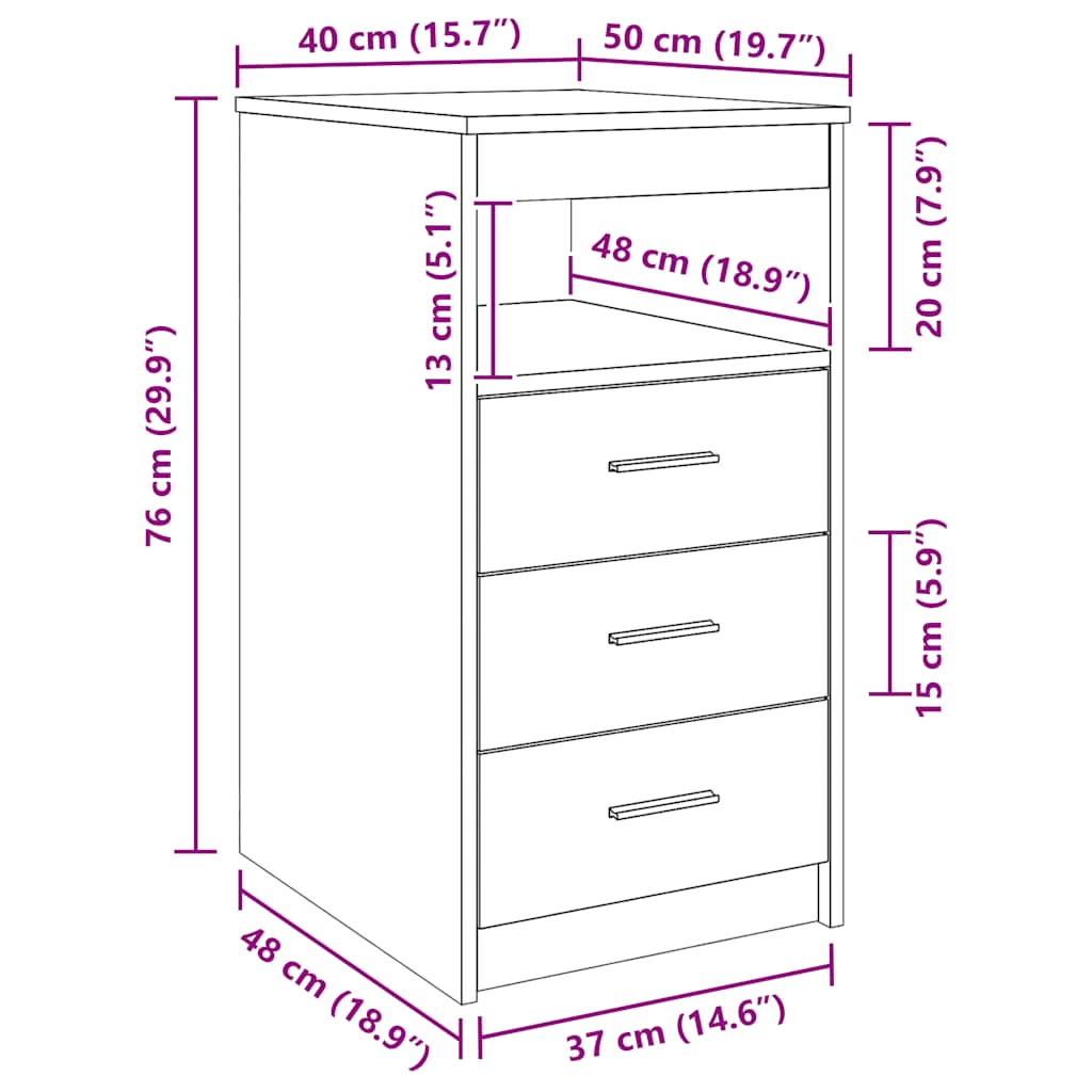 Cassettiera Grigio Sonoma 40x50x76 cm in Legno Multistrato