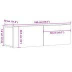 Mobile TV a Parete Rovere Fumo 100x30x30cm Legno Ingegnerizzato