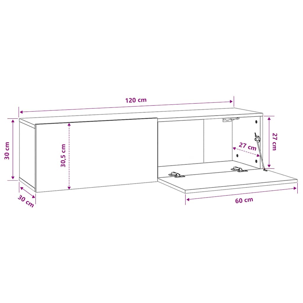 Mobile Muro TV Grigio Sonoma 120x30x30cm Legno Ingegnerizzato