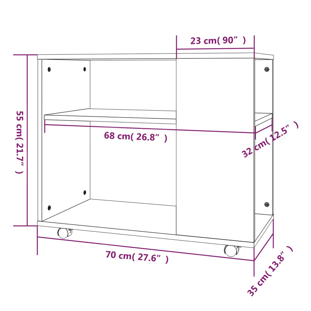 Tavolino da Salotto Rovere Marrone 70x35x55cm Legno Multistrato