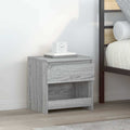 Comodino Rovere Grigio 40x30x39 cm Legno Ingegnerizzato