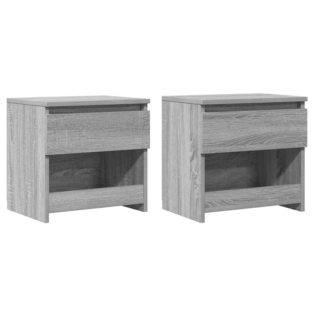 Comodini Rovere Grigio 2pz 40x30x39 cm Legno Ingegnerizzato