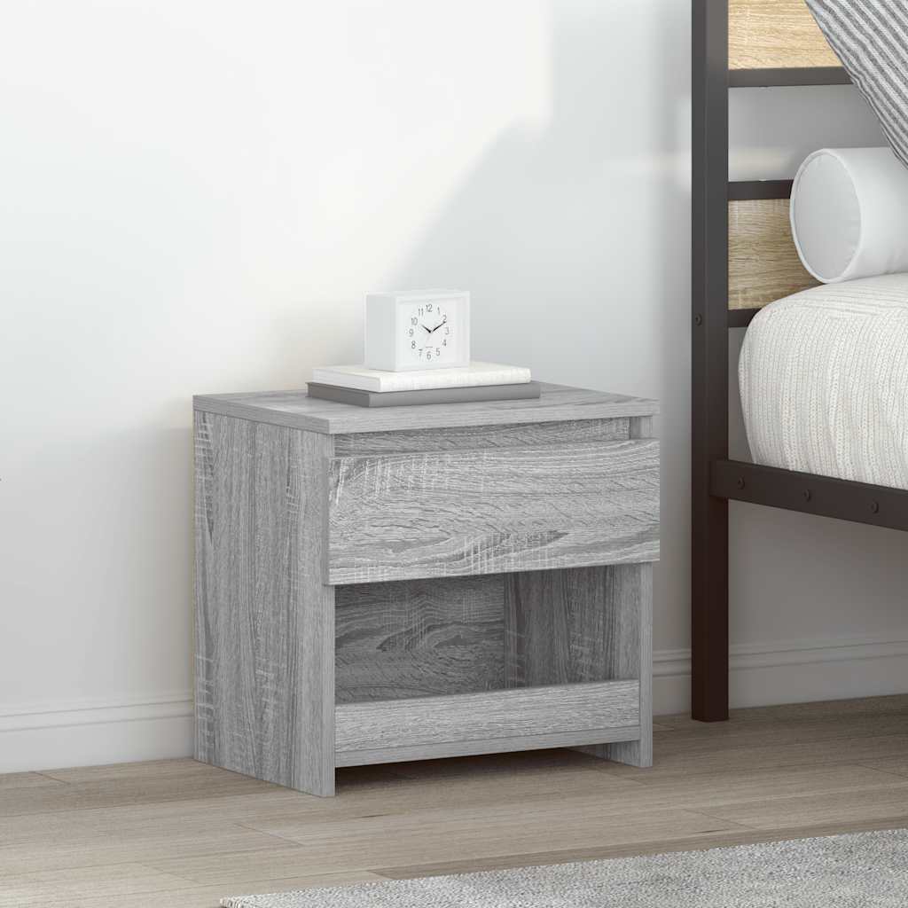 Comodini Rovere Grigio 2pz 40x30x39 cm Legno Ingegnerizzato
