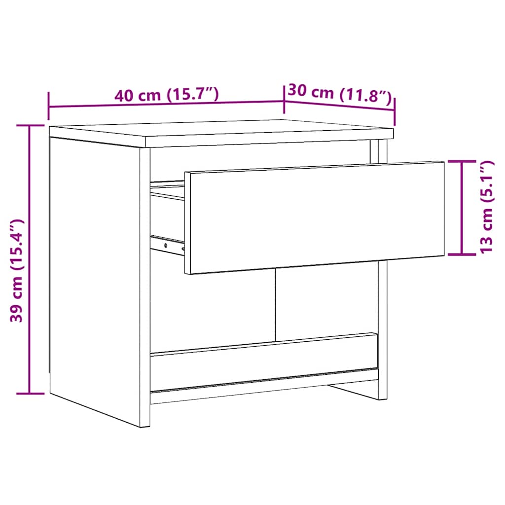 Comodini Rovere Grigio 2pz 40x30x39 cm Legno Ingegnerizzato