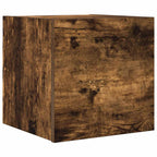 Armadietto TV Montato a Parete Rovere Fumo 30,5x30x30 cm