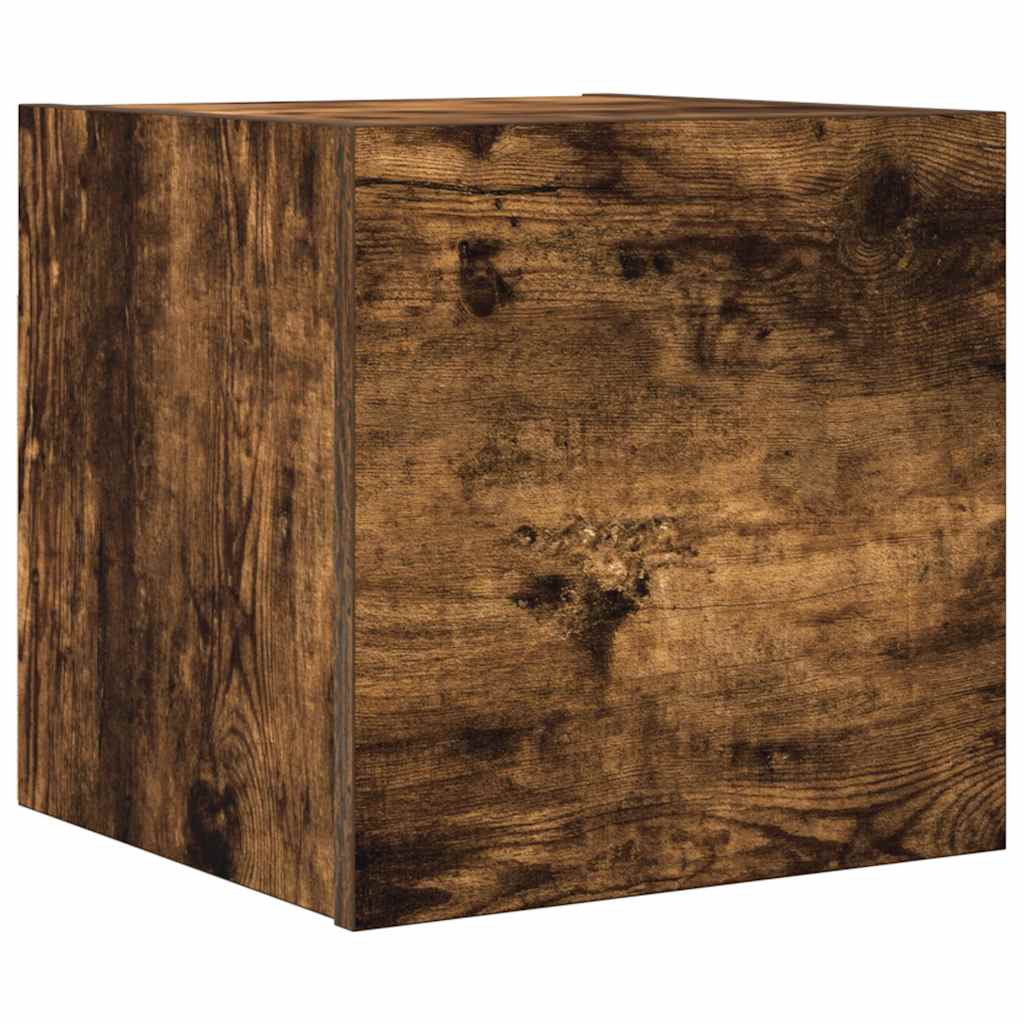 Armadietto TV Montato a Parete Rovere Fumo 30,5x30x30 cm