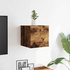 Armadietto TV Montato a Parete Rovere Fumo 30,5x30x30 cm