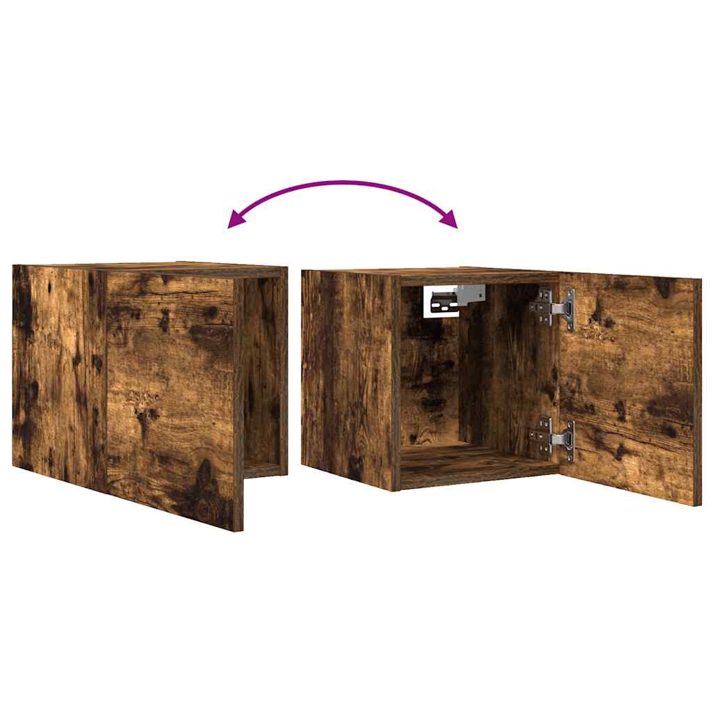 Armadietto TV Montato a Parete Rovere Fumo 30,5x30x30 cm