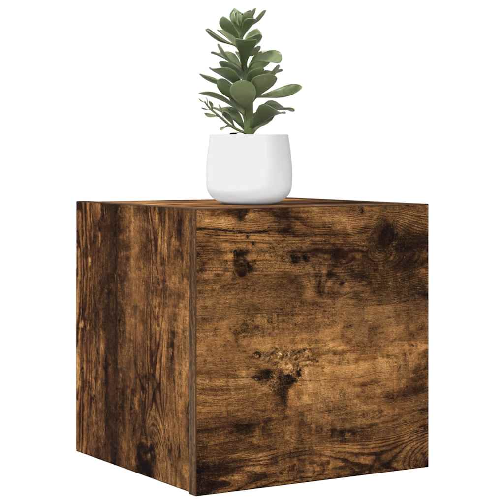 Armadietto TV Montato a Parete Rovere Fumo 30,5x30x30 cm