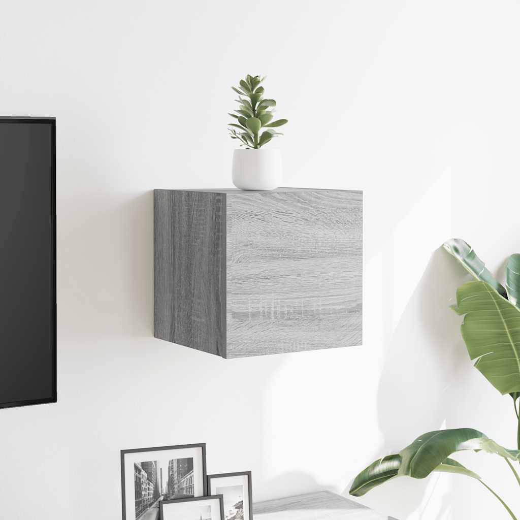 Armadietti TV Montati a Parete Grigio Sonoma 30,5x30x30 cm